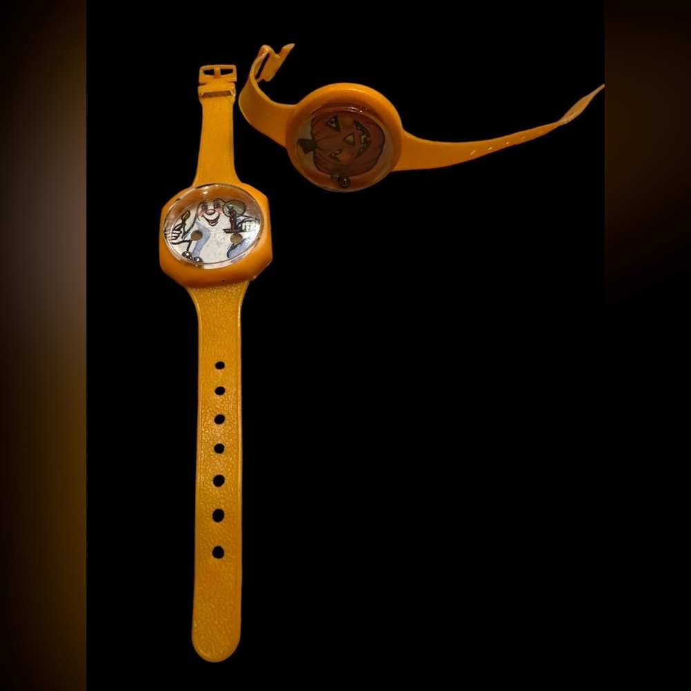Vintage 90s Halloween Kids Novelty Toy Watches LOT OF TWO Ghost Pumpkin Maze